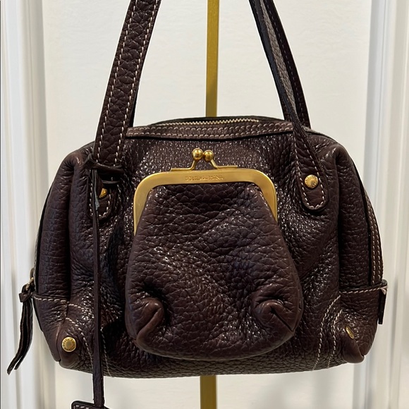 Dolce & Gabbana Brown Leather Handbag Satchel with Kisslock EUC - Picture 1 of 14